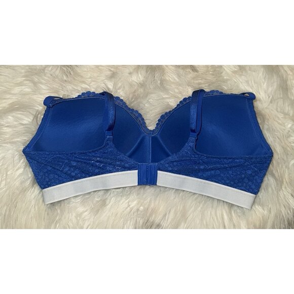 Victorias Secret Lined No Wire Bra Lace Spell Out Womens 38C Blue - Picture 4 of 6
